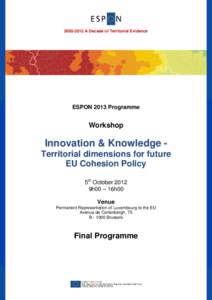 Microsoft Word - Final-Programme_ESPON_Innovation-Knowledge_11-10-2012_follow-up