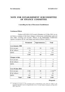 For information  ECI[removed]NOTE FOR ESTABLISHMENT SUBCOMMITTEE OF FINANCE COMMITTEE