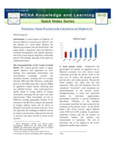 March[removed]Number 85  FINDING NEW PATHS FOR GROWTH IN DJIBOUTI Mehdi Benyagoub1 GDP per Capita3