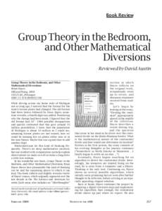 Book Review  Group Theory in the Bedroom, and Other Mathematical Diversions Reviewed by David Austin