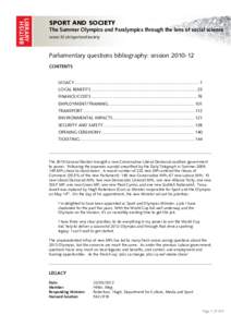 Parliamentary Questions Bibliography: Session[removed]