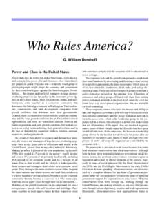 Article 4  Who Rules America? G. William Domhoff Power and Class in the United States