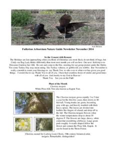 Nick Bement  Fullerton Arboretum Nature Guide Newsletter November 2014 In the Cement with Bement The Holidays are fast approaching when you think of Christmas you most likely do not think of bugs, but Cindy our Bug Lady 