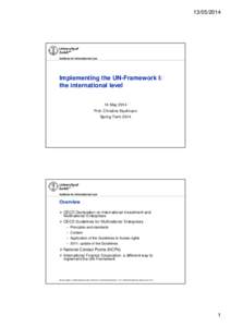 [removed]Institute for International Law Implementing the UN-Framework I: the international level