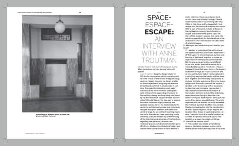 Space-Espace-Escape: An Interview With Anne Troutman  70 EROS