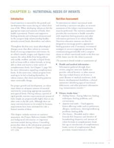 CHAPTER 1: NUTRITIONAL NEEDS OF INFANTS Introduction Nutrition Assessment  Good nutrition is essential for the growth and