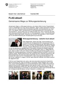 Eidgenössisches Finanzdepartement EFD Eidgenössische Finanzverwaltung Ausgabenpolitik Programm FLAG  Benjamin Pauli / Julien Berthoud