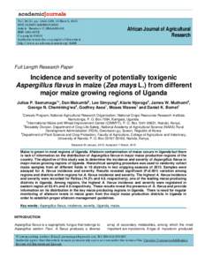 Eastern Region /  Uganda / Chemistry / Mycotoxins / Aflatoxin / Dog health / Lactones / Aspergillus flavus / Maize / A. flavus / Biology / Food and drink / Districts of Uganda