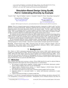 Simulation-Based Design Using SysML - Part 2: Celebrating Diversity by Example