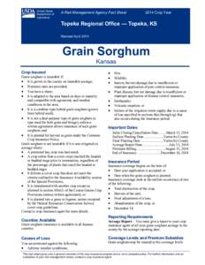 Topeka Regional Office Kansas Grain Sorghum Fact Sheet