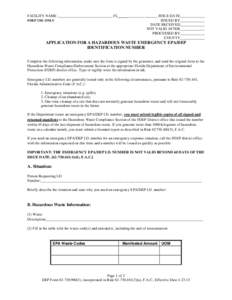 FACILITY NAME _____________________________ FL FDEP USE ONLY _______________ ISSUE DATE_____________ ISSUED BY_____________ DATE RECEIVED_____________