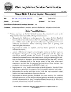 Ohio Legislative Service Commission LSC Staff Fiscal Note & Local Impact Statement Bill: