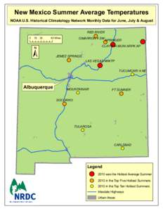 New Mexico Summer Average Temperatures  NOAA U.S. Historical Climatology Network Monthly Data for June, July & August RED RIVER  0
