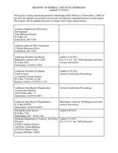 Registry of Federal and State Addresses Rule 5003(e)