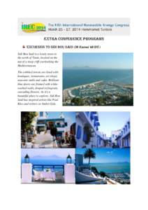 Extra conference programs Excursion to sidi bou said (30 Euros/ 60 DT) Sidi Bou Said is a lovely town in the north of Tunis, located on the top of a steep cliff overlooking the Mediterranean.