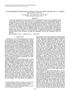 THE ASTROPHYSICAL JOURNAL SUPPLEMENT SERIES, 119 : 207È238, 1998 December[removed]The American Astronomical Society. All rights reserved. Printed in U.S.A. A HIGH-DISPERSION SPECTROSCOPIC SURVEY OF THE HOT WHITE DWARFS 