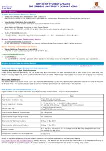 OFFICE OF STUDENT AFFAIRS THE CHINESE UNIVERSITY OF HONG KONG E-Newsletter 6 July 2012