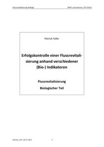 Flussrevitalisierung Biologie  MINT-Lernzentrum, ETH Zürich Patrick Faller