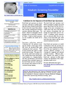 Volume 7, Issue 1  State of Tennessee January 2012