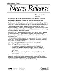 Finance News Release / Communiqué Finances (Ver[removed])