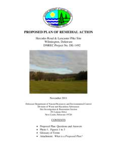 PROPOSED PLAN OF REMEDIAL ACTION Hercules Road & Lancaster Pike Site Wilmington, Delaware DNREC Project No. DE[removed]November 2011