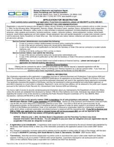 California Bureau of Electronic and Appliance Repair, Home Furnishings and Thermal Insulation Registration Information