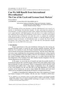 JEL classification: C14, C32, C51, F37, G11 Keywords: portfolio diversification; dynamic correlations; high-frequency data; time-varying copulas Can We Still Benefit from International Diversification?