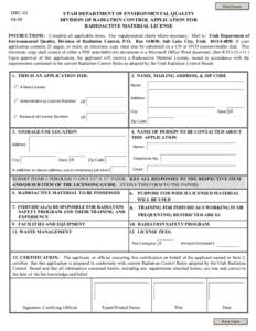 Print Form  DRCUTAH DEPARTMENT OF ENVIRONMENTAL QUALITY