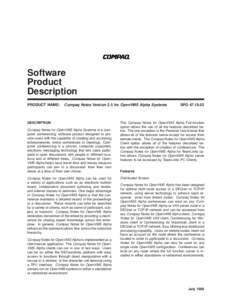 Software Product Description PRODUCT NAME:  Compaq Notes Version 2.5 for OpenVMS Alpha Systems