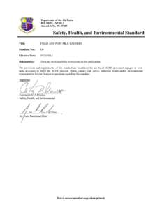 Department of the Air Force HQ AEDC (AFMC) Arnold AFB, TN[removed]Safety, Health, and Environmental Standard Title: