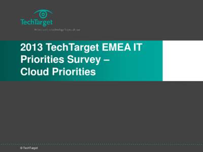2013 TechTarget EMEA IT Priorities Survey – Cloud Priorities © TechTarget