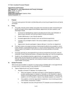 UC Davis Academic Personnel Manual Appointment and Promotion UCD Appendix II-A, Joint Appointments and Faculty Exchanges Date: [removed], rev[removed]Supersedes: [removed]Responsible Department: Academic Affairs