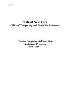 RevState of New York Office of Temporary and Disability Assistance  Disaster Supplemental Nutrition