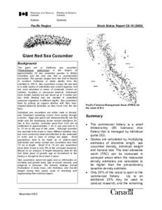 Pacific Region  Stock Status Report C6[removed]Giant Red Sea Cucumber Background