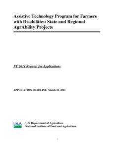 Assistive Technology Program for Farmers with Disabilities: State and Regional AgrAbility Projects FY 2011 Request for Applications