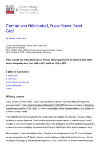 Conrad von Hötzendorf, Franz Xaver Josef Graf By Claudia Reichl-Ham Conrad von Hötzendorf, Franz Xaver Josef Graf Austrian field marshal