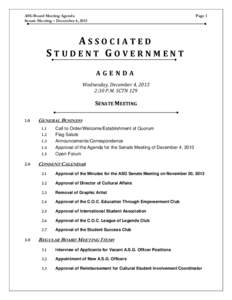 ASG Board Meeting Agenda Senate Meeting – December 4, 2013 Page 1  ASSOCIATED