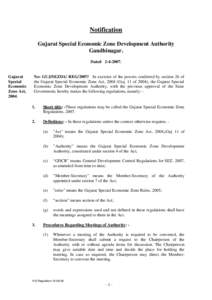 Notification Gujarat Special Economic Zone Development Authority Gandhinagar. Dated[removed]Gujarat