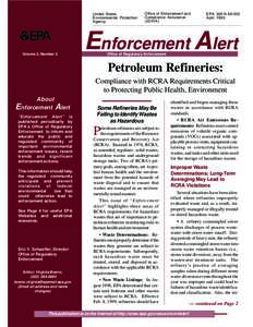 EPA-Enforcement Alert:  Petroleum Refineries: Compliance with RCRA Requirements