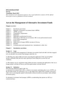 Act on the Management of Alternative Investment Funds