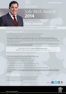 Work Safe Awards 2014 Checklist