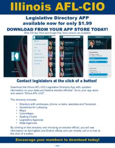 Illinois AFL-CIO Legislative Directory APP available now for only $1.99 DOWNLOAD FROM YOUR APP STORE TODAY! (Both iOS App Store and Google Play Store versions are available)