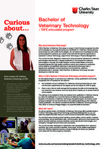 Curious about... Bachelor of Veterinary Technology – TAFE articulated program