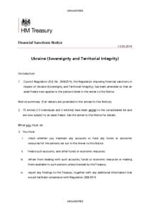 UNCLASSIFIED  Financial Sanctions Notice[removed]Ukraine (Sovereignty and Territorial Integrity)