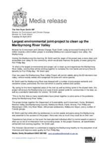 Microsoft Word[removed]R Smith - Largest environmental joint-project to clean up the Maribyrnong River valley