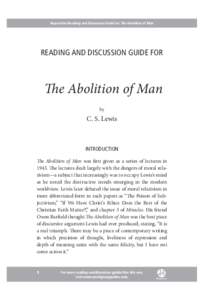 HarperOne Reading and Discussion Guide for The Abolition of Man  Reading and Discussion Guide for The Abolition of Man by