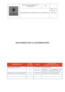 PROCESO DE SEGURIDAD DE LA INFORMACIÓN PS06 Página 1 de 10 Nº Revisión: 1.2