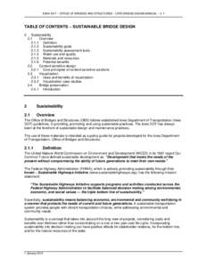 IOWA DOT ~ OFFICE OF BRIDGES AND STRUCTURES ~ LRFD BRIDGE DESIGN MANUAL ~ 2: 1  TABLE OF CONTENTS ~ SUSTAINABLE BRIDGE DESIGN 2  Sustainability