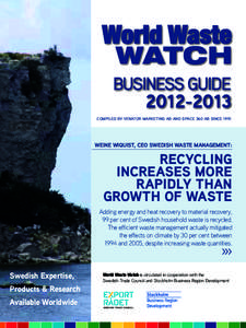 World Waste WATCH BUSINESS GUIDECompiled by Venator MARKETING AB and Space 360 AB since 1991
