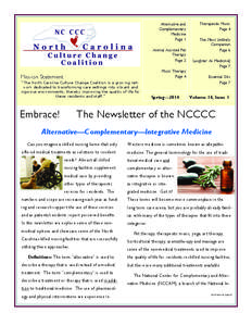 NC DHSR NHLCS: Embrace! The Newsletter of the North Carolina Culture Change Coalition